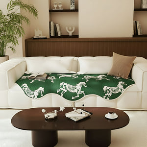 SOGA Three-Seater Green Horse Print 90x210cm Throw Blanket Sofa Cover