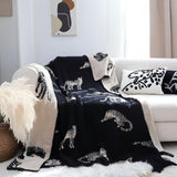 SOGA Black Cream Animal Print Throw Blanket 130x180cm Polyester