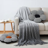 SOGA Home & Living Bundle – Black Flower Floor Pillows & Star Grey Gradient Tassel Blanket