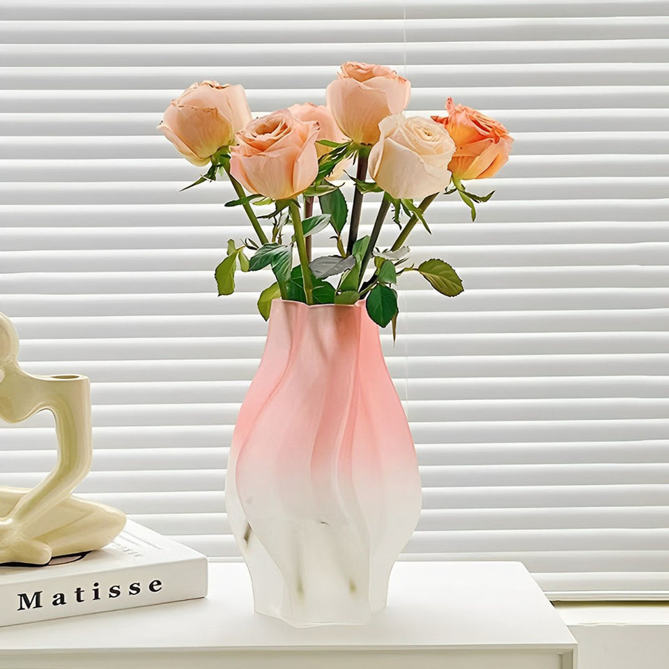 SOGA 24cm Pink Glass Vase Art Blown Hand Flower Tall Vintage Art Vases