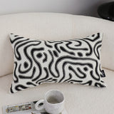 SOGA 30cm Black White Abstract Swirl Pattern Decorative Throw Pillow