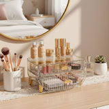 SOGA 2X 2 Tier Transparent Multifunctional Countertop Cosmetic Storage Makeup Skincare Holder Jewelry Cabinet Bathroom Desk Drawer Vanity Organiser