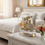 SOGA 3 Tier Transparent Multifunctional Countertop Cosmetic Storage Makeup Perfume Skincare Display Stand Shelf Drawer Type Organiser