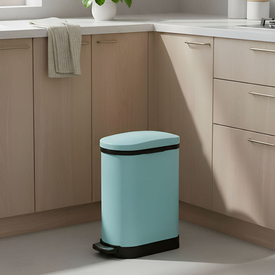 SOGA Foot Pedal Stainless Steel Rubbish Recycling Garbage Waste Trash Bin 10L U Blue
