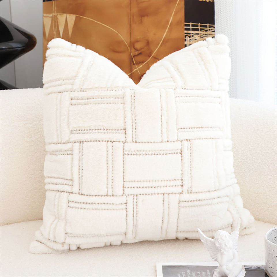 SOGA 45cm Bohemian Cream Tufted Grid Pattern Decorative Throw Pillow