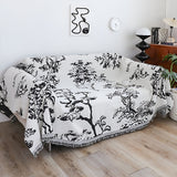 SOGA Two-seater White Sofa Cover Tree Print 180x260cm Polyester
