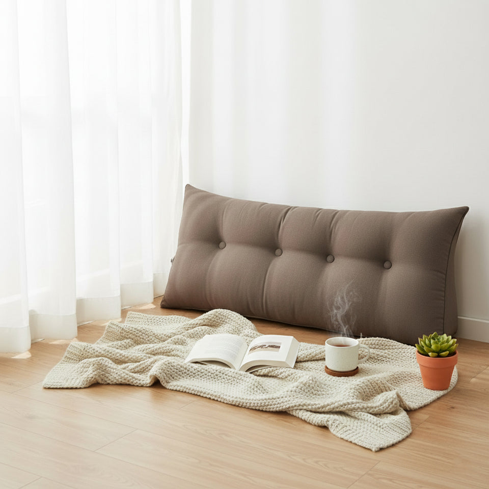 SOGA 120cm Coffee Triangular Wedge Bed Pillow Headboard Backrest Bedside Tatami Cushion Home Decor