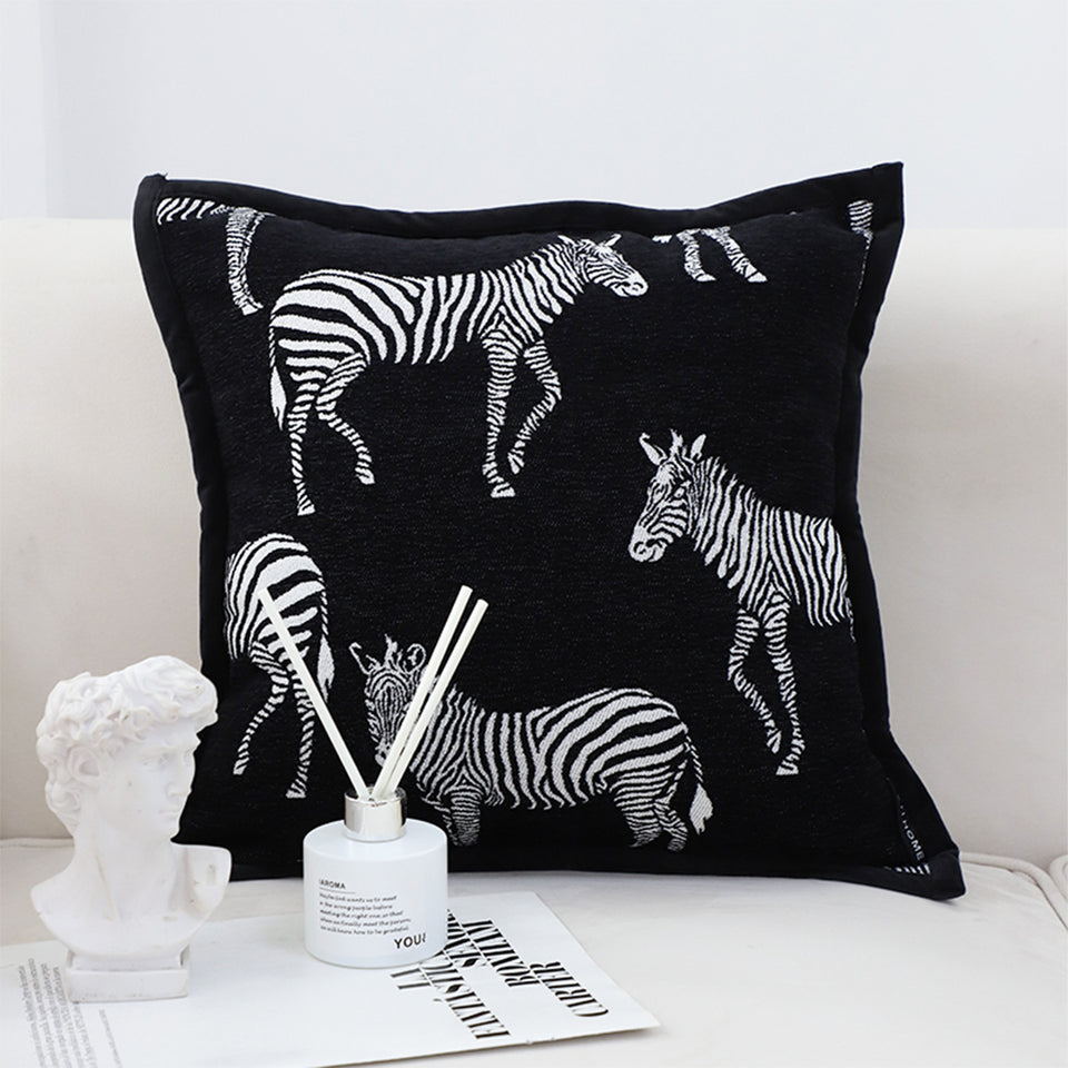 SOGA 2X 50cm Throw Pillow  Black Light Luxury Zebra Square Pillow for Home Decor