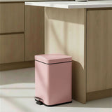 SOGA Foot Pedal Stainless Steel Square Trash Bin Pink 6L
