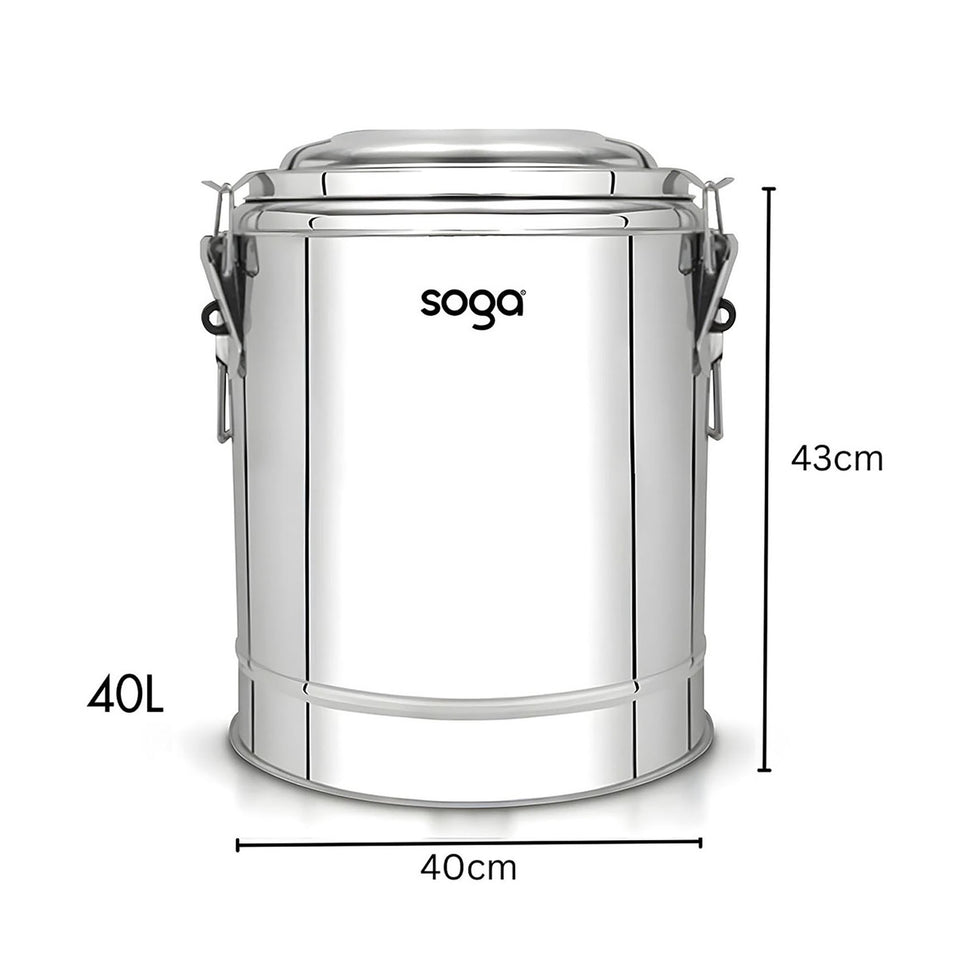 SOGA 2X 40L Stainless Steel Insulated Stock Pot Hot & Cold Beverage Container
