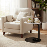 SOGA Home & Living Bundle – White Marble Mini Side Table & Gold Round Mirror Tray Organizer