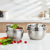 SOGA Kitchenware Bundle – Stainless Steel Nesting Colanders & Deep Stackable Mixing Bowls Set