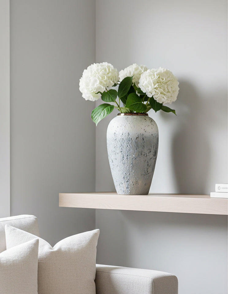 SOGA 30x19cm White and Grey Medium Ceramic Flower Vase Elegant Living Room Home Decor