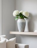SOGA 30x19cm White and Grey Medium Ceramic Flower Vase Elegant Living Room Home Decor