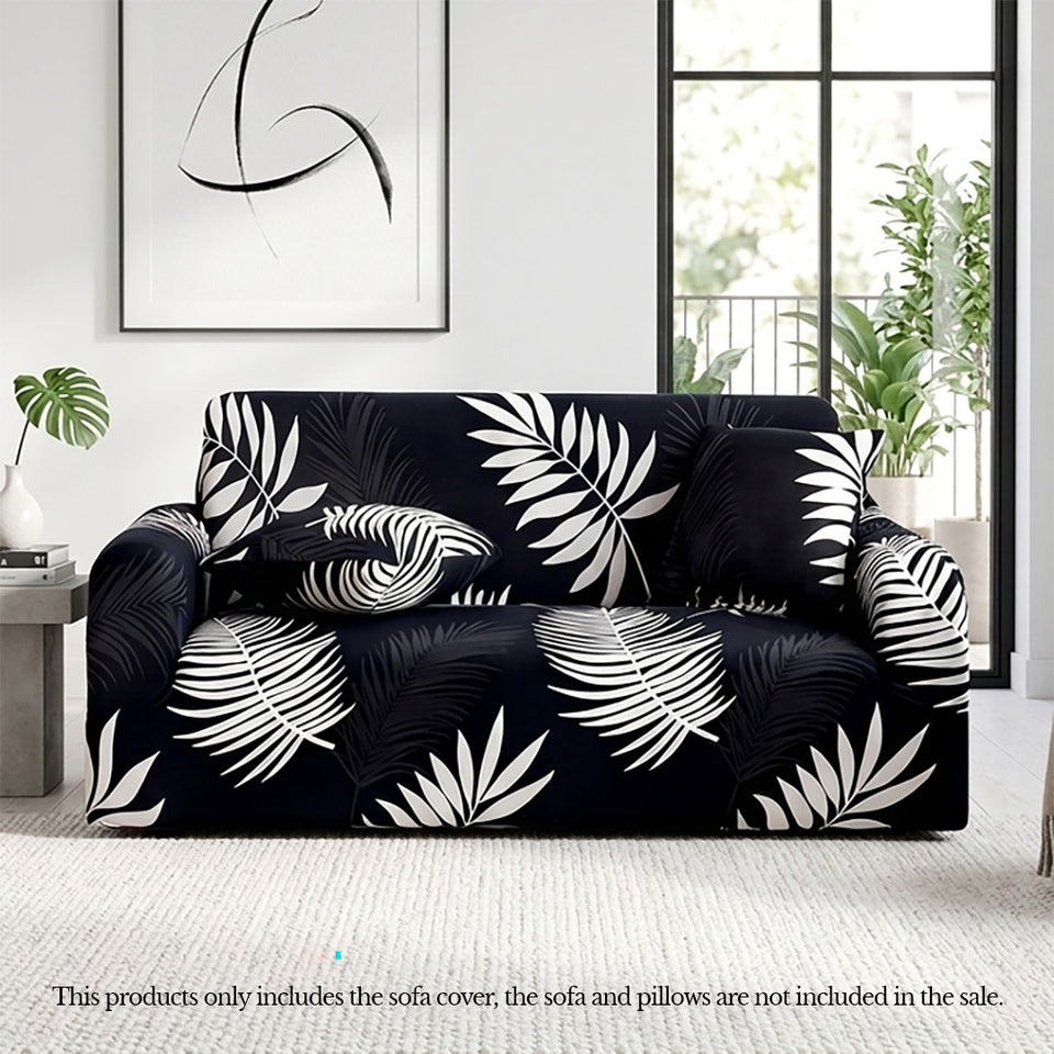 SOGA 2-Seater Leaf Design Sofa Cover Couch Protector High Stretch Lounge Slipcover Home Decor