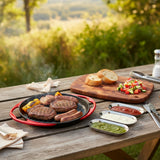 SOGA Kitchenware Bundle – Acacia Cutting Board, Cast Iron Skillet & Silver Nordic Plate Set