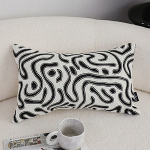 SOGA 2X 30cm Black White Abstract Swirl Pattern Decorative Throw Pillow