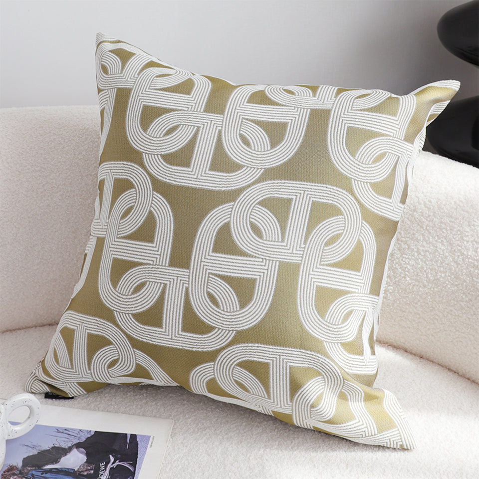 SOGA 2X 50cm Artistic Olive Green White Geometric Pattern Throw Pillow