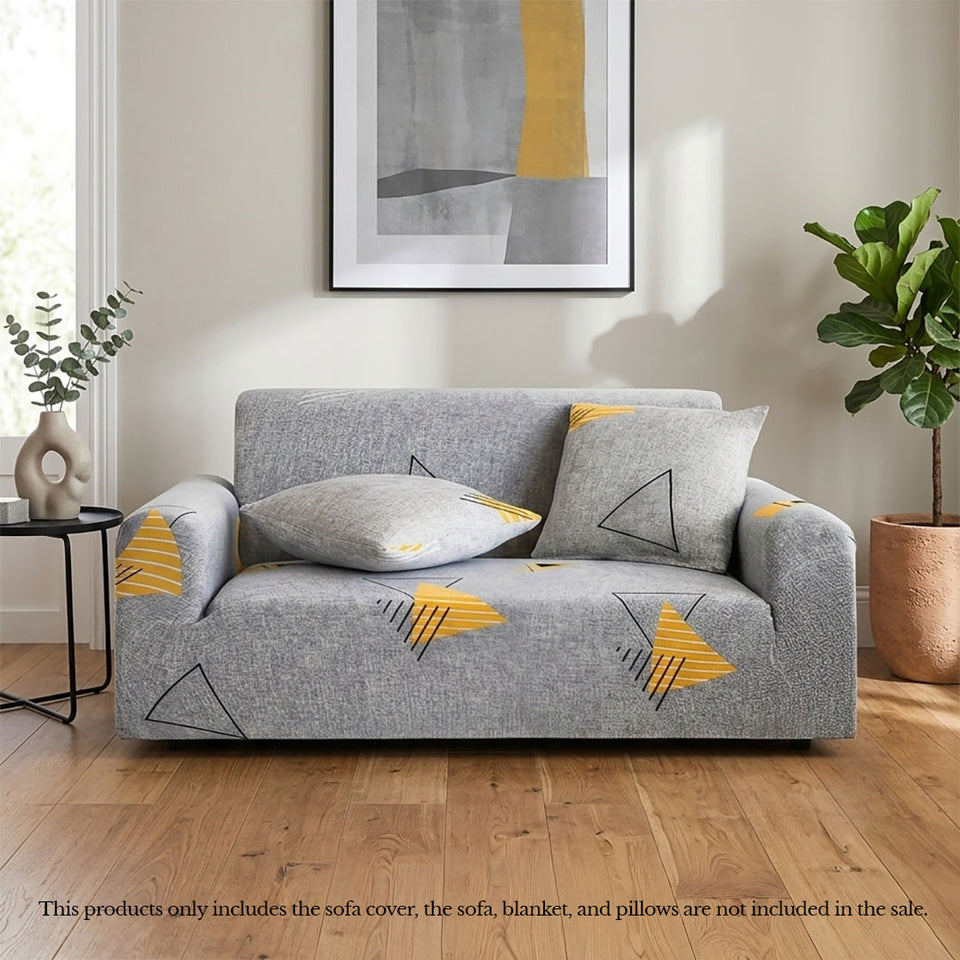 SOGA 2-Seater Geometric Print Sofa Cover Couch Protector High Stretch Lounge Slipcover Home Decor