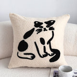 SOGA 45cm Off-White Cat Design Square Throw Pillow