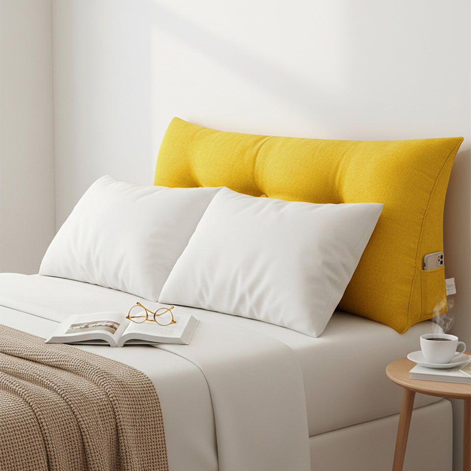 SOGA 100cm Yellow Triangular Wedge Bed Pillow Headboard Backrest Bedside Tatami Cushion Home Decor