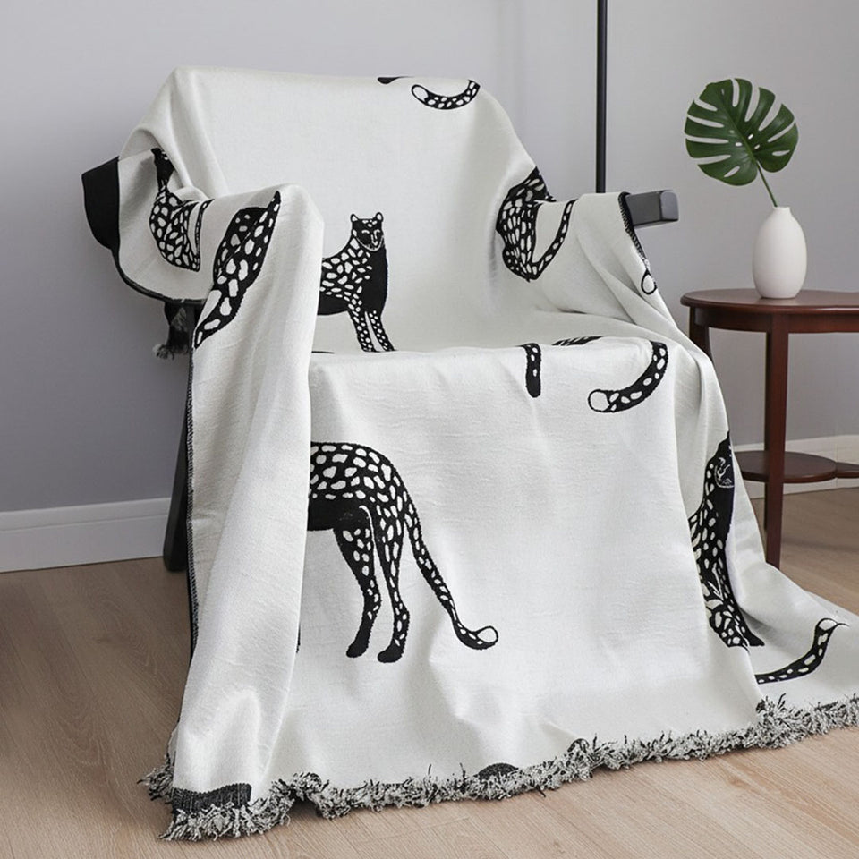 SOGA One-seater White Sofa Cover Leopard Print 130x180cm Polyester