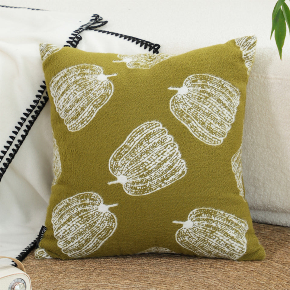 SOGA 2X 50cm Throw Pillow Green Autumn Harvest Pumpkin Print Home Decor