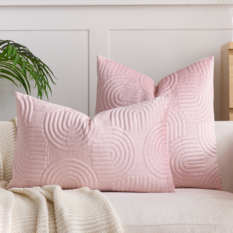 SOGA 2X 30cm Pink Textured Geometric Pattern Decorative Throw Pillow