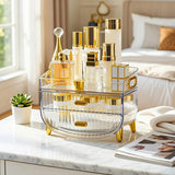 SOGA 3 Tier Transparent Multifunctional Countertop Cosmetic Storage Makeup Skincare Holder Jewelry Cabinet Bathroom Desk Drawer Vanity Organiser