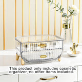 SOGA 2 Tier Transparent Multifunctional Countertop Cosmetic Storage Makeup Skincare Holder Jewelry Cabinet Bathroom Desk Drawer Vanity Organiser