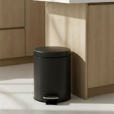 SOGA 4X Foot Pedal Stainless Steel Rubbish Recycling Garbage Waste Trash Bin Round 12L Black