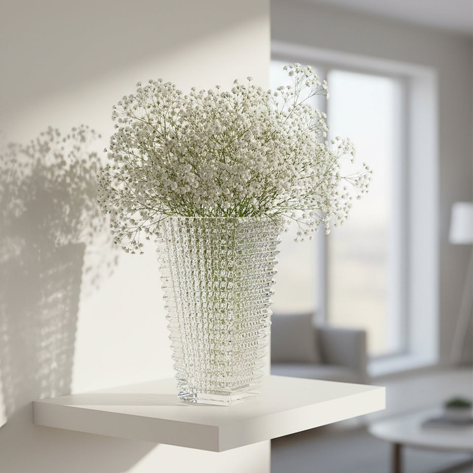 SOGA 22.5cm Handcrafted Clear Glass Vase Classic Design for Home Decor