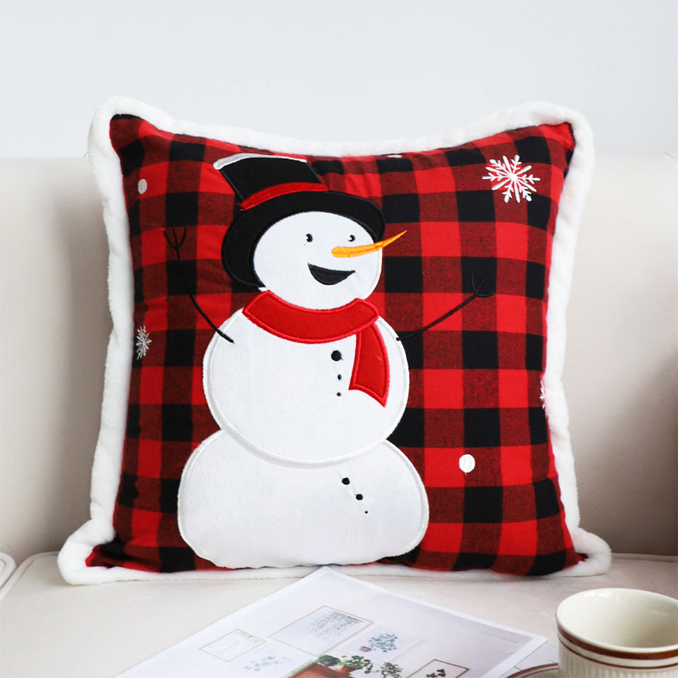 SOGA 45cm Red Christmas Snowman Throw Pillow