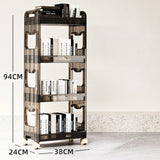 SOGA 2X 38x24cm Black 4 Tier Bookshelf & Cosmetic Storage Organizer Trolley Rack