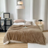 SOGA 2x 200x230cm Warm & Cozy Flannel Polyester Throw Blanket Light Brown