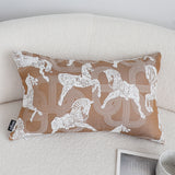 SOGA 35cm Bohemian Camel Brown White Horse Pattern Throw Pillow