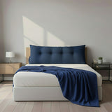 SOGA Home & Living Bundle – Blue Triangular Wedge Pillow & Blue Striped Flannel Throw