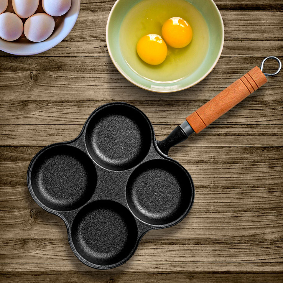 SOGA 2X 4 Mold Multi-Portion Cast Iron Breakfast Fried Egg Pancake Omelet Fry Pan