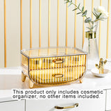 SOGA 2X 2 Tier Golden Yellow Multifunctional Countertop Cosmetic Storage Makeup Skincare Holder Jewelry Cabinet Bathroom Desk Drawer Vanity Organiser