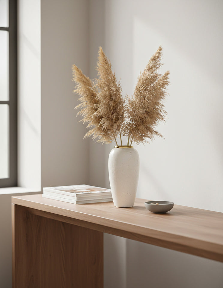 SOGA 35x17cm Plain White Large Ceramic Flower Vase Elegant Living Room Home Decor