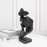 SOGA 31cm Black Resin Sculpture Silent Shush Face Design Modern Art for Home Decor