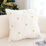 SOGA 45cm Celestial Cream Textured Gold Star Pattern Throw Pillow