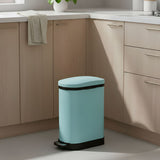 SOGA 2X Foot Pedal Stainless Steel U Shape Trash Bin Blue 10L