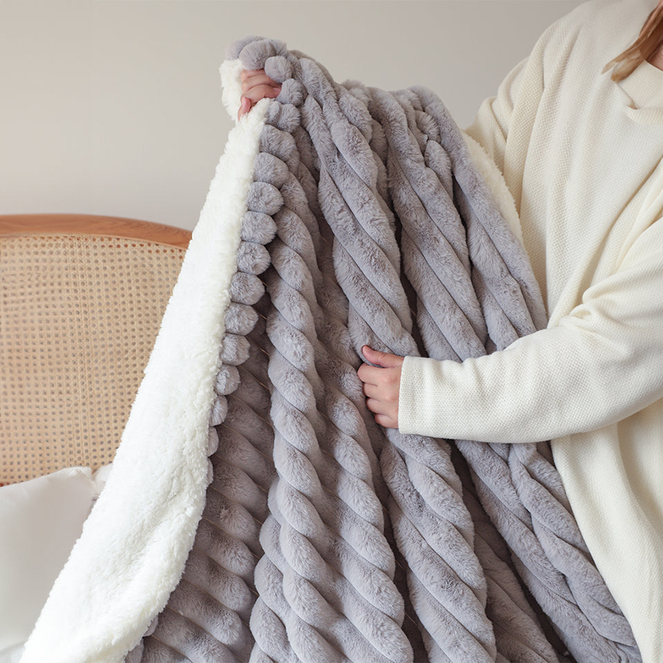 SOGA 2X 150x200cm Throw Blanket Smoke Gray Premium Milk Velvet Luxuriously Soft Cozy Bedding