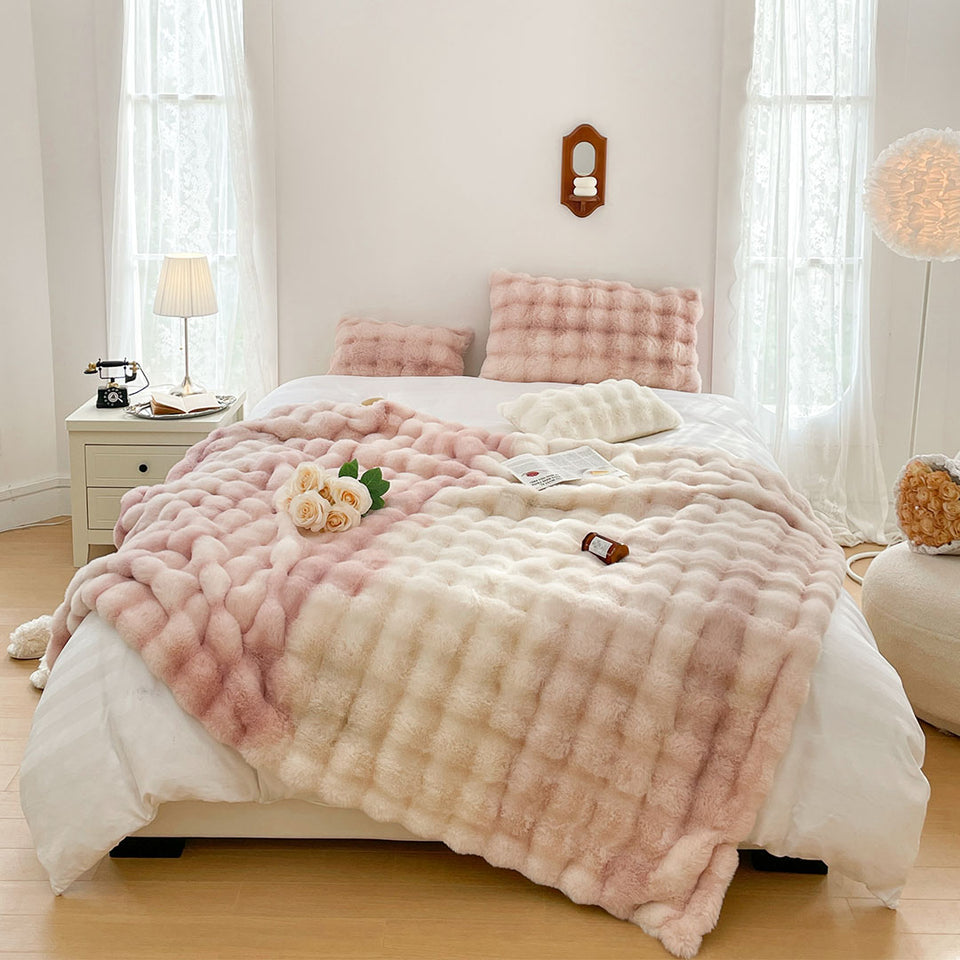 SOGA 200cm Light Pink Fuzzy Fur Throw Blanket