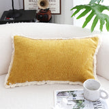 SOGA 2X 35cm Throw Pillow Turmeric Yellow Aesthetic Chenille Texture for Home Decor