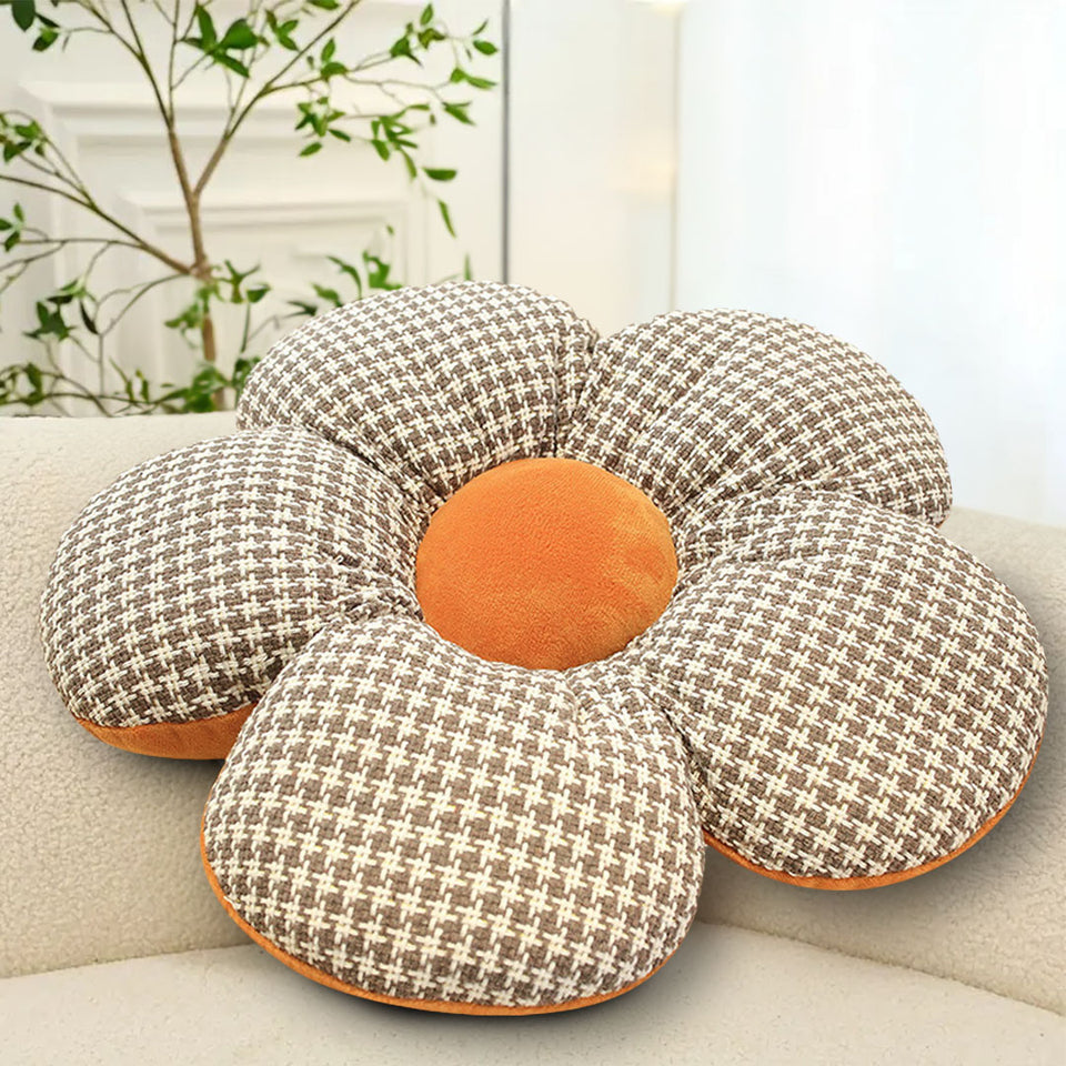 SOGA Orange Flower Cushion Shaped for Floor and Sitting Throw Pillow