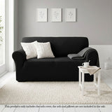 SOGA 2-Seater Black Sofa Cover Couch Protector High Stretch Lounge Slipcover Home Decor