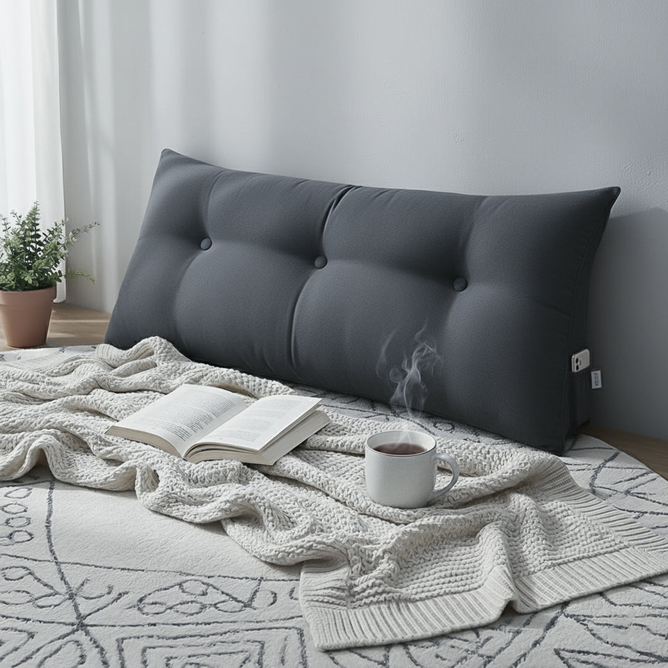 SOGA 4X 100cm Dark Grey Triangular Wedge Bed Pillow Headboard Backrest Bedside Tatami Cushion Home Decor