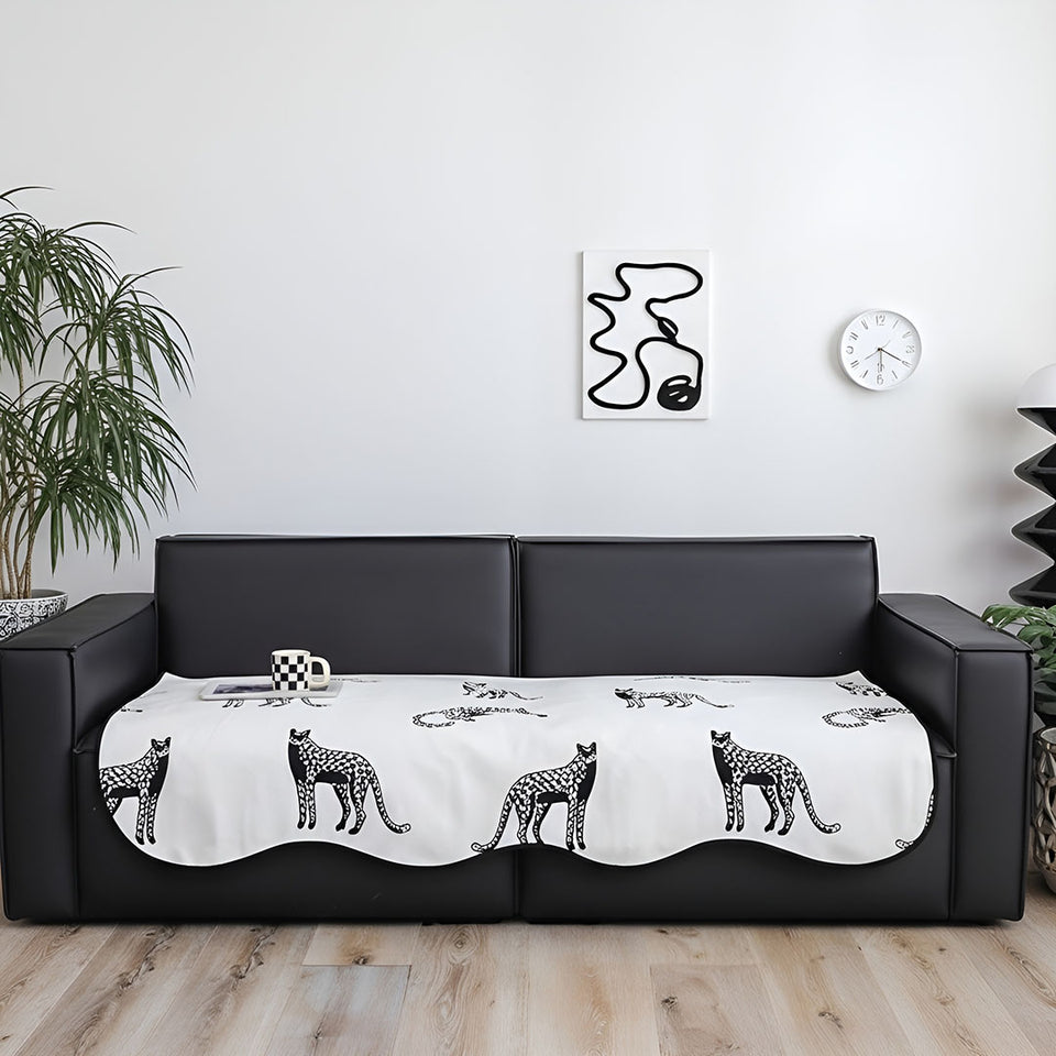 SOGA Four-Seater White Leopard Print 90x260cm Throw Blanket Sofa Cover
